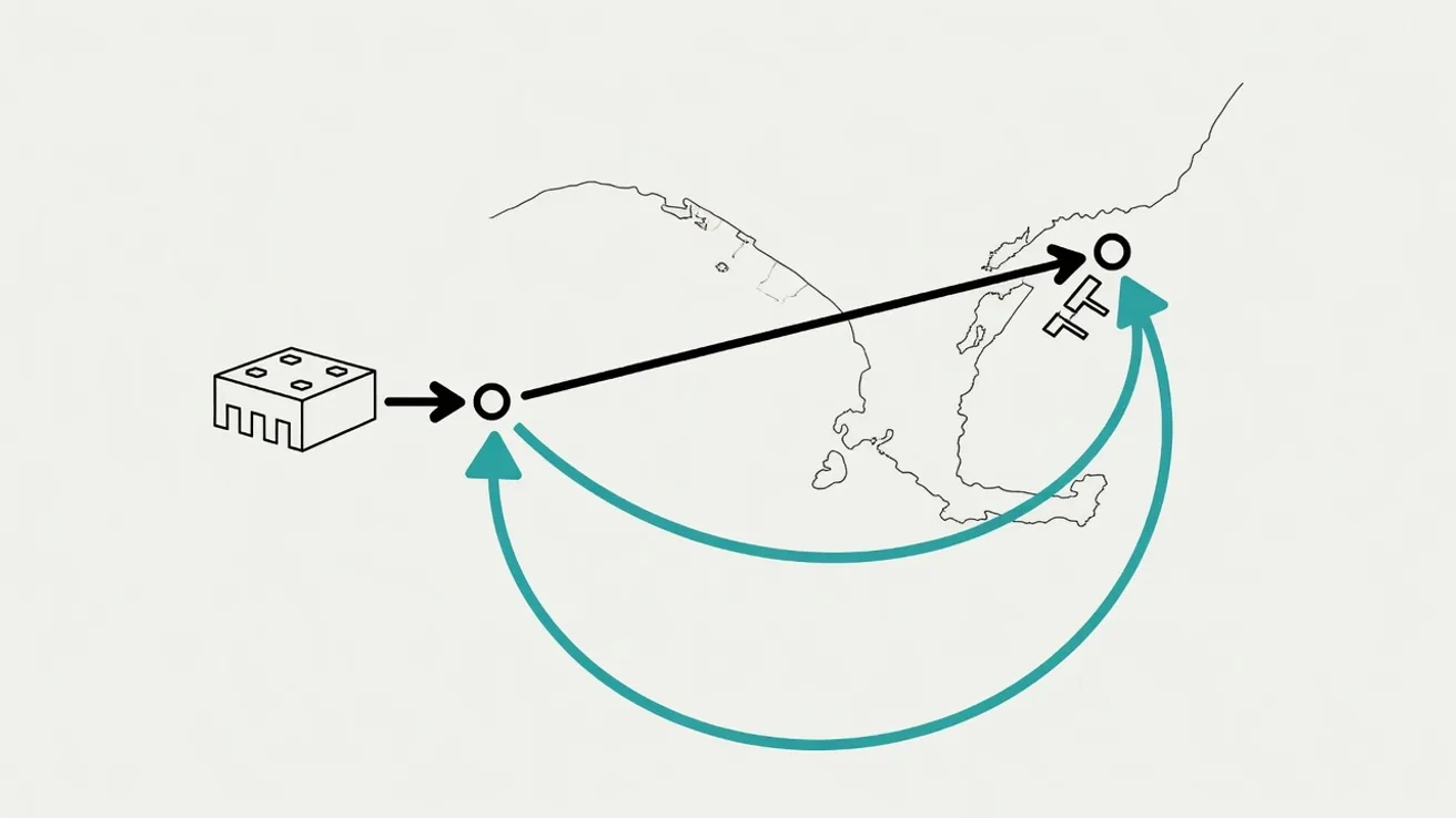 Diagram of goods moving from the office of export to the office of exit, with the confirmation of exit looping back.